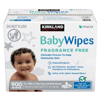 Kirkland Signature Baby Wipes, Fragrance Free, 900-count
