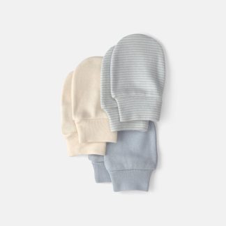 Baby 3-Pack Mitts - Blue/Ivory